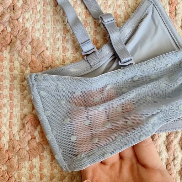Light Blue Rain Free People Mesh Polka Dot Sierra Bandeau Bralette XS - Picture 9 of 10